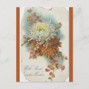 Vintage Chrysanthemen und eine Ostergrüße Postkarte