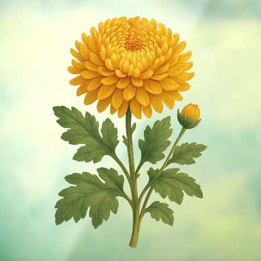 Vintage Chrysanthemum Fensteraufkleber (Blatt 3)