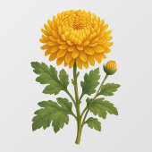 Vintage Chrysanthemum Fensteraufkleber (Blatt)
