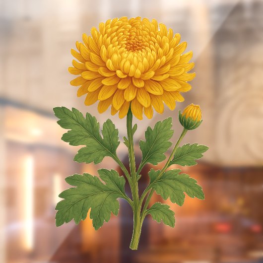 Vintage Chrysanthemum Fensteraufkleber (Blatt 2)