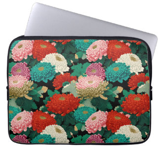 Vintage Chrysanthemums Colorful Floral Patttern Laptopschutzhülle