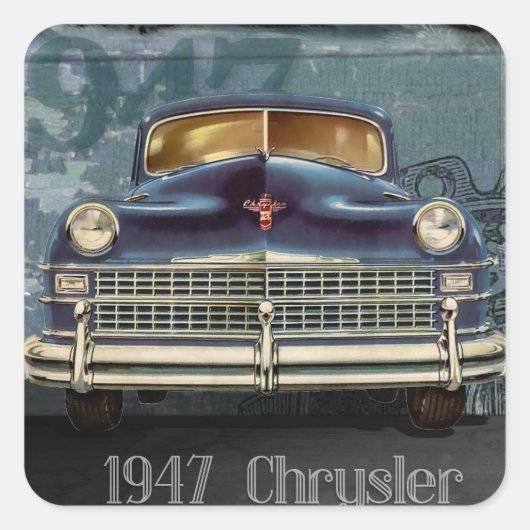 Vintage Chrysler-Autos-Glossy-Sticker 1947 Quadratischer Aufkleber (Vorderseite)