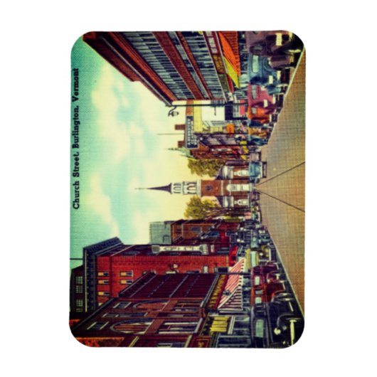 Vintage Church Street, Burlington, VT Magnet (Vertikal)