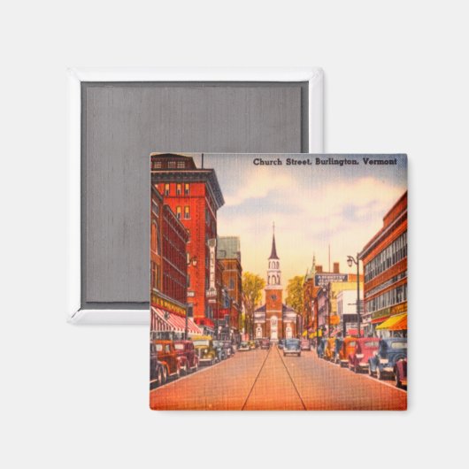 Vintage Church Street, Burlington, VT Magnet (Vorderseite/Rückseite)