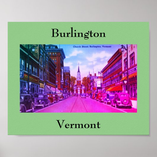 Vintage Church Street, Burlington, VT Poster (Vorne)