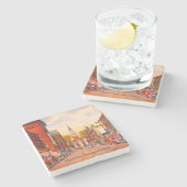 Vintage Church Street, Burlington, VT Steinuntersetzer (Seitenansicht)