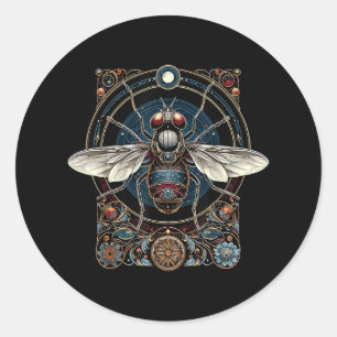 Vintage Cicada - Retro Entomologie Insekt Runder Aufkleber