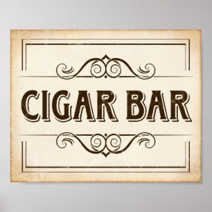 Vintage CIGAR-BAR-Signatur Poster