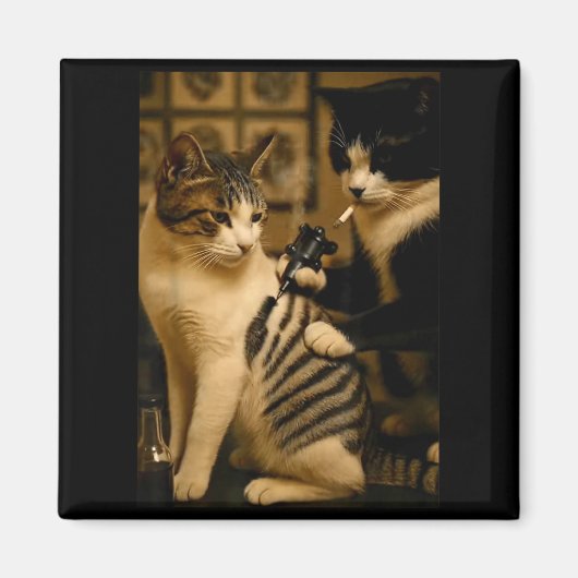 Vintage Cigarette Cat Smoking Tattoo Inked Artist Magnet (Vorne)