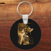 Vintage Cigarette Cat Smoking Tattoo Inked Artist  Schlüsselanhänger (Vorderseite)