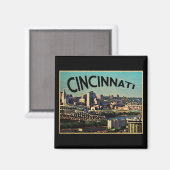 Vintage Cincinnati-Silhouette Magnet (Vorderseite/Rückseite)