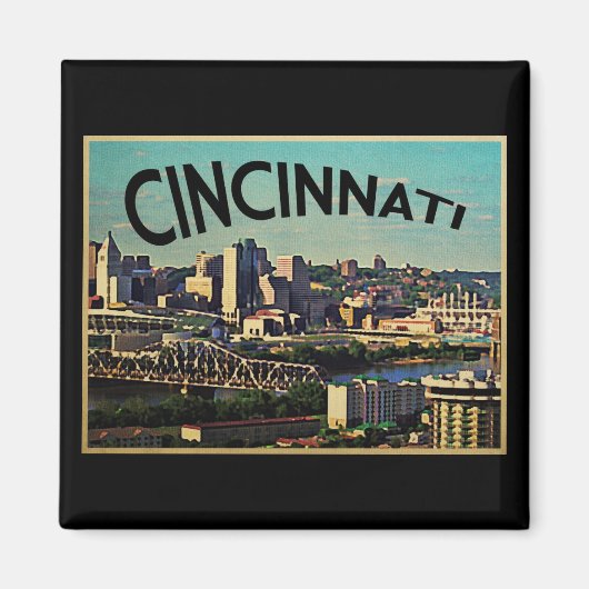 Vintage Cincinnati-Silhouette Magnet (Vorne)