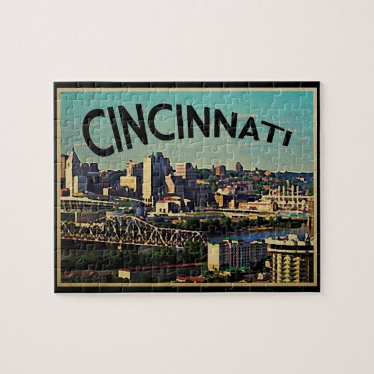 Vintage Cincinnati-Silhouette Puzzle (Horizontal)