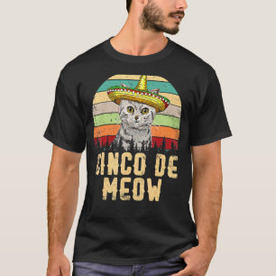Vintage Cinco De Meow Mexiko Mayo Katzen Cinco De T-Shirt