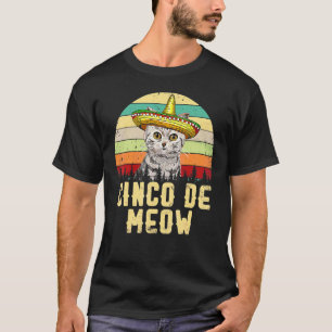 Vintage Cinco De Meow Mexiko Mayo Katzen Cinco De T-Shirt