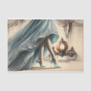 Vintage Cinderella-Kleid & Glas-Schuh-Decoupage Seidenpapier