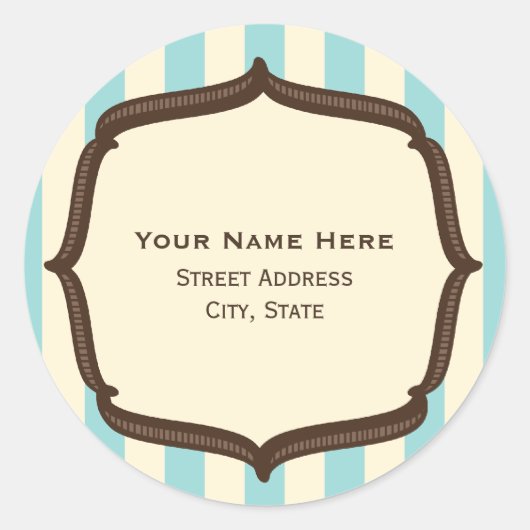 Vintage Circus Address Sticker - Blue Stripes (Vorderseite)