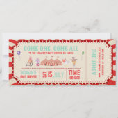 Vintage Circus Animal Ticket Carnival Baby shower Einladung (Vorderseite)