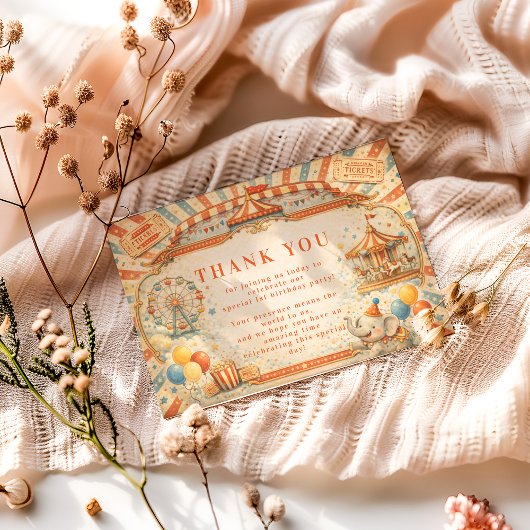 Vintage Circus Fairytale Birthday Dankeskarte