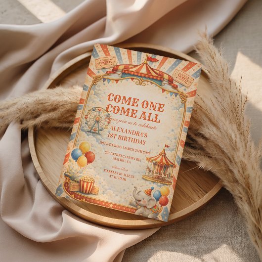 Vintage Circus Fairytale Birthday Einladung