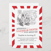 Vintage Circus Geburtstagsparty Einladung (Vorne/Hinten)