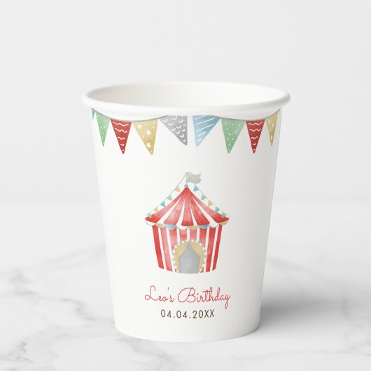 Vintage Circus Geburtstagsparty Pappbecher (Rückseite)