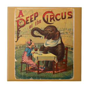 Vintage Circus Illustration Alte Antike Kunst, Dic Fliese