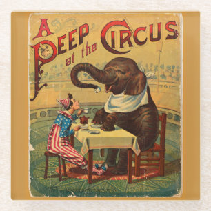 Vintage Circus Illustration Alte Antike Kunst, Dic Glasuntersetzer