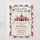Vintage Circus Karneval-Babydusche Einladung (Vorderseite)