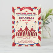 Vintage Circus Karneval Geburtstagsparty Einladung (Stehend Vorderseite)