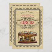 Vintage CIRCUS-Party Einladung Rustikal (Vorne/Hinten)