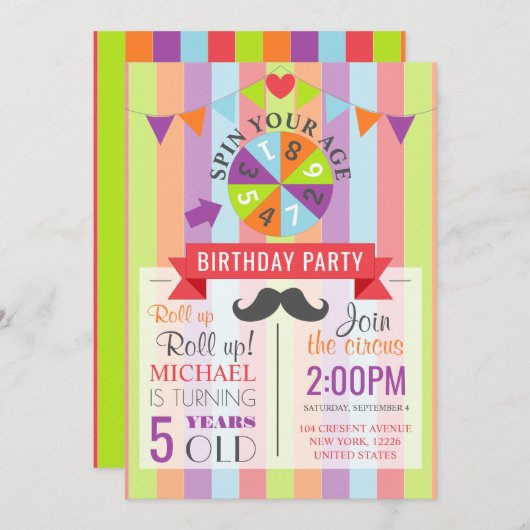 Vintage Circus Poster Children's Birthday Party Einladung (Vorne/Hinten)