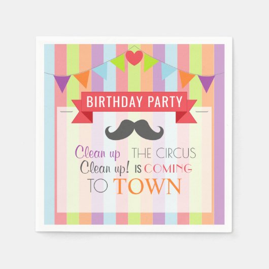 Vintage Circus Poster Children's Birthday Party Serviette (Vorderseite)