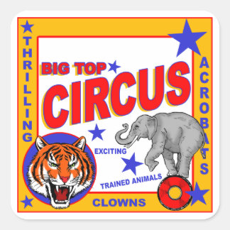 Vintage Circus Quadratischer Aufkleber