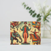 Vintage Circus Ringmaster-Collage Postkarte (Stehend Vorderseite)