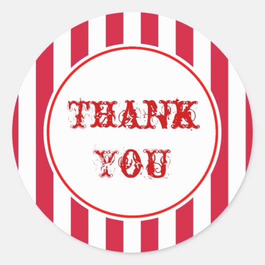 Vintage Circus Streifen Danke Stickers (Vorderseite)