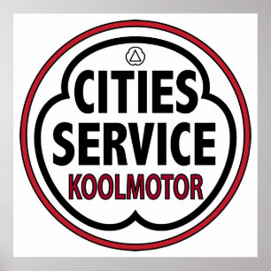 Vintage Cities Service Koolmotor Schild