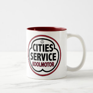 Vintage Cities Service Koolmotor Schild Zweifarbige Tasse