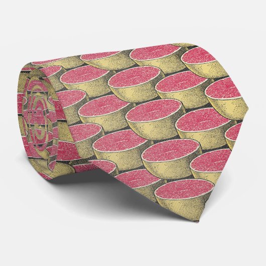 Vintage Citrus - Grapefruit Pop Art Krawatte (Gerollt)