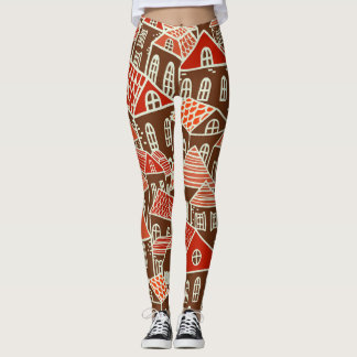 Vintage City Gebäude Nahtloses Muster Leggings