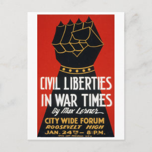 Vintage-Civil-Liberties-in-War-Times-Forum WPA Postkarte