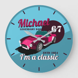 Vintage classic antique car legendary dad name große wanduhr