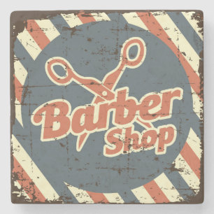 Vintage Classic Blue Barber Shop Steinuntersetzer