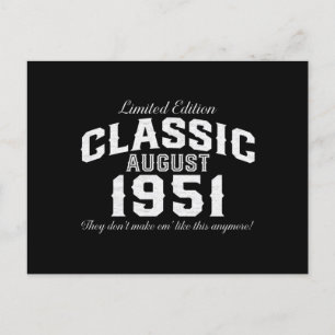 Vintage Classic Car 1951 70. Geburtstag Feiertagspostkarte