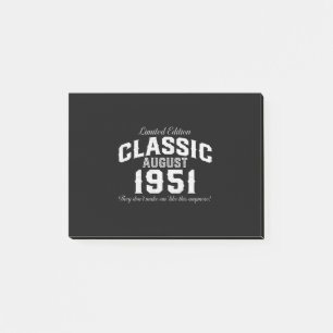 Vintage Classic Car 1951 70. Geburtstag Post-it Klebezettel
