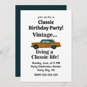 Vintage Classic Car Birthday Einladung (Vorne/Hinten)