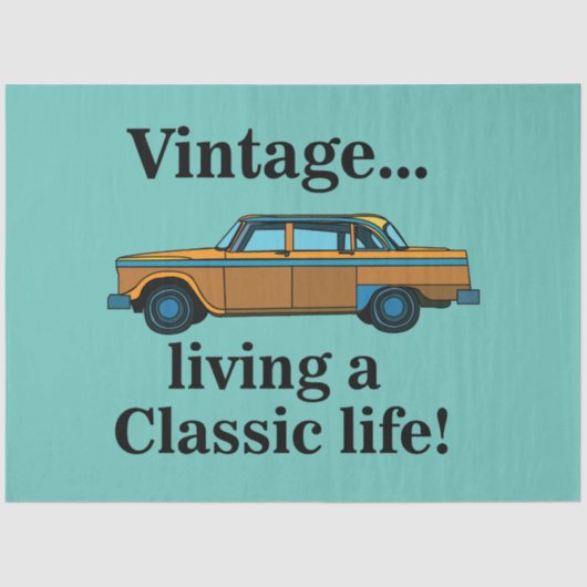 Vintage Classic Car Birthday Seidenpapier (Vorderseite)