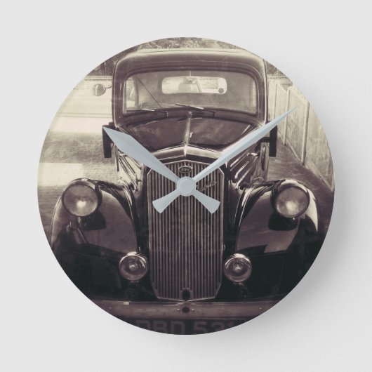VINTAGE CLASSIC CAR WALL CLOCK RUNDE WANDUHR (Vorderseite)