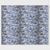 Vintage Classic Cute Merry Christmas Town Geschenkpapier (Flach)