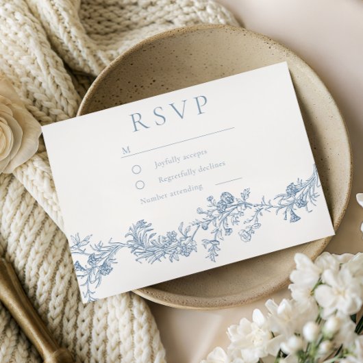 Vintage Classic Floral Wedding  RSVP Karte
